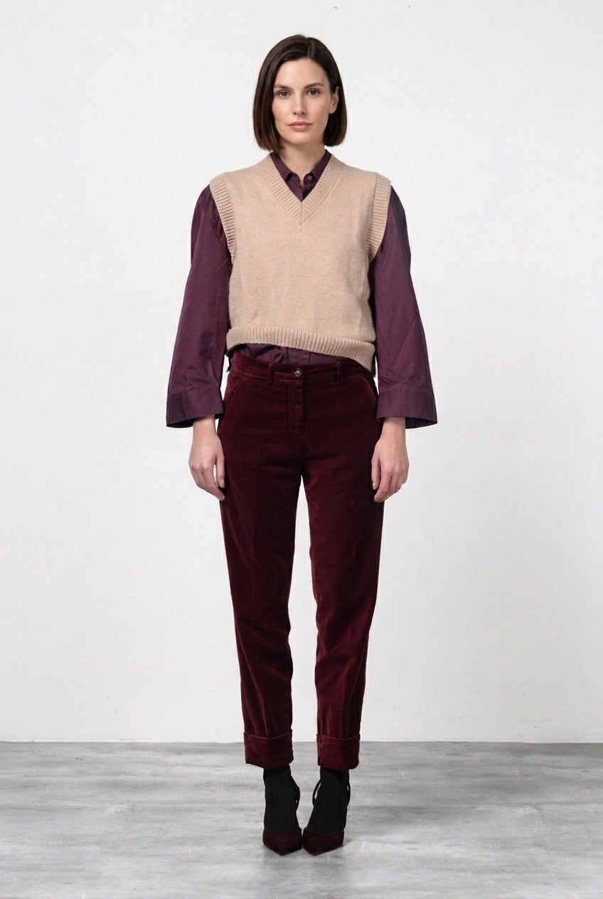 New York Carrot pantalon chino femme en velours lisse, carrot fit ①