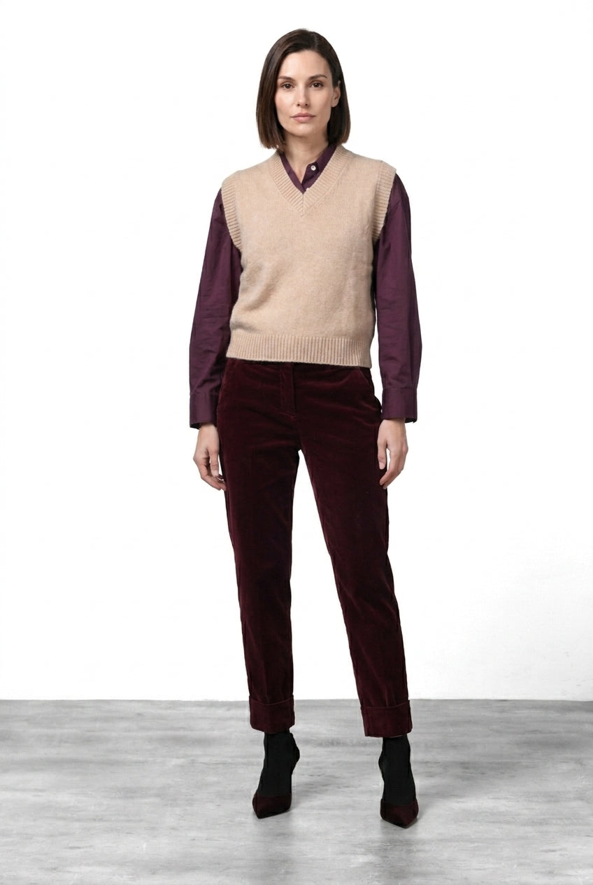 New York Carrot pantalon chino femme en velours lisse, carrot fit ①