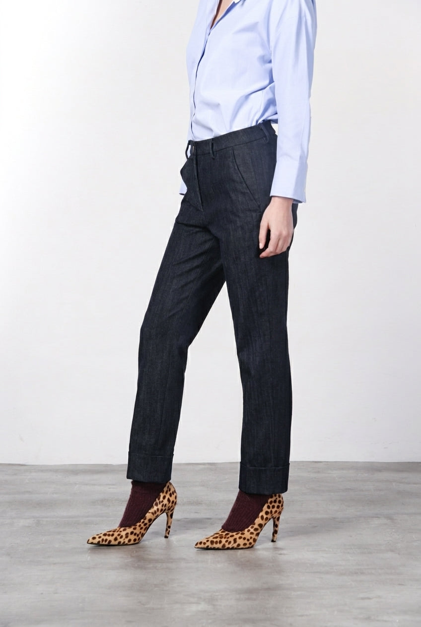 New York Carrot Damen-Chinohose aus Stretch-Denim, Carrot Fit ①