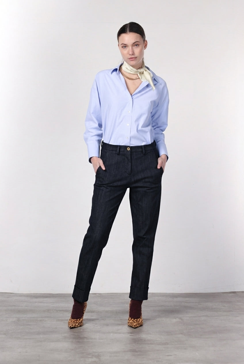 New York Carrot pantalon chino femme en denim stretch, carrot fit ①