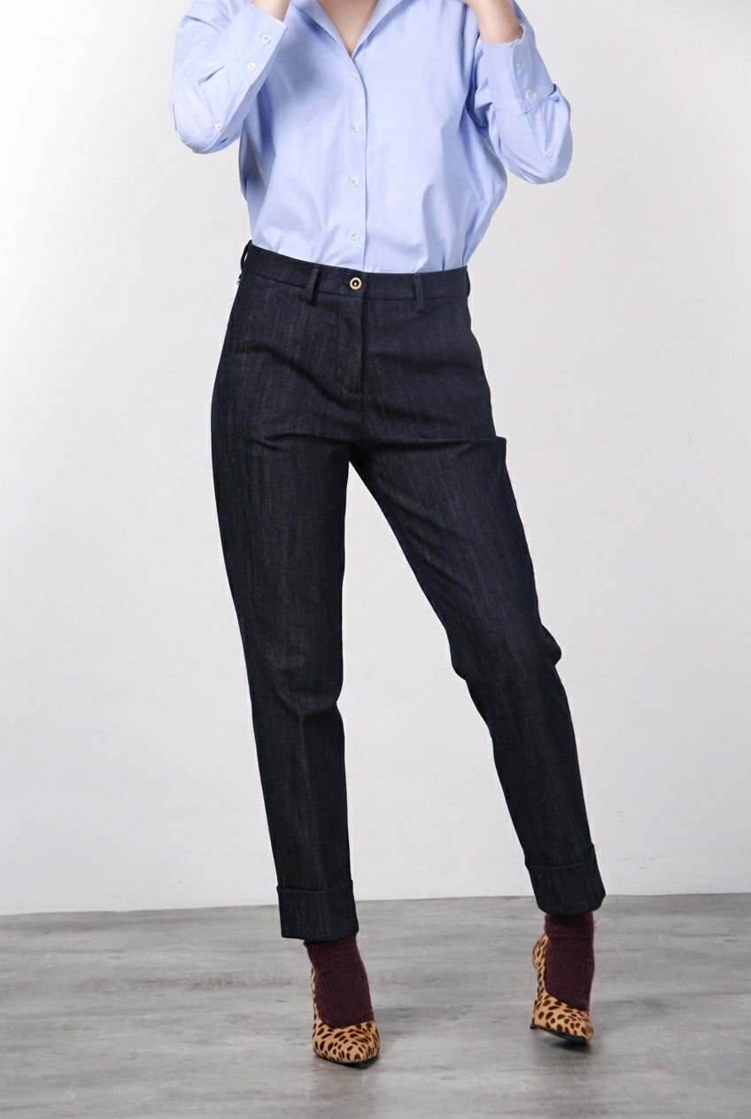 New York Carrot Damen-Chinohose aus Stretch-Denim, Carrot Fit ①