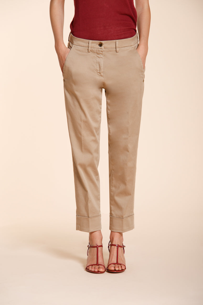 New York Carrot women's chino pants in stretch satin carrot fit ①