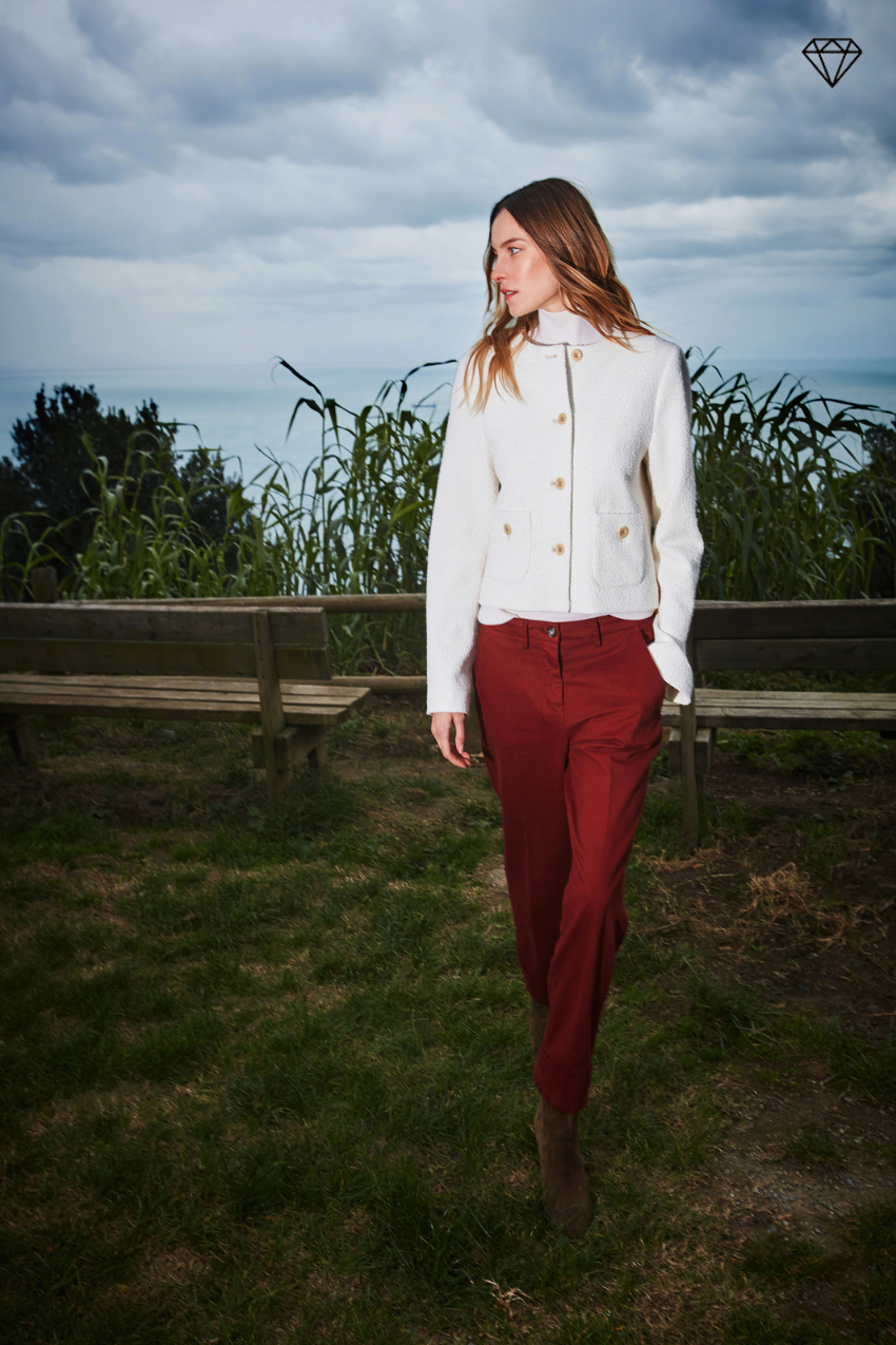 New York Carrot pantalone chino donna in cotone lana carrot fit ①