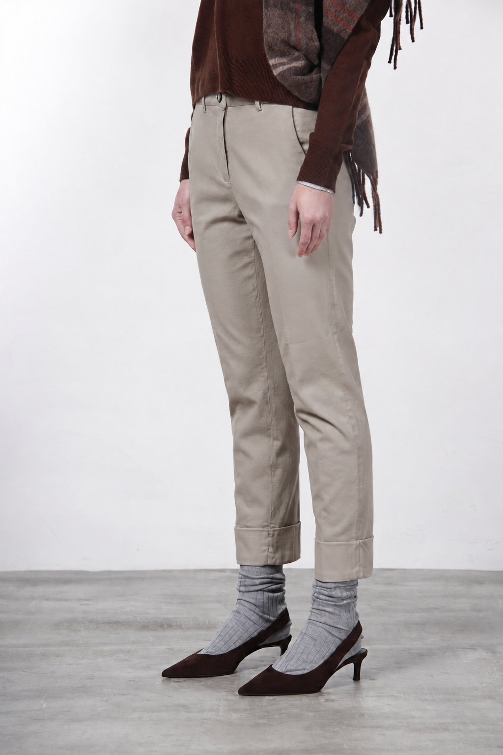 New York Carrot Chinohose für Damen aus Baumwoll- und Wollgabardine mit carrot fit ①
