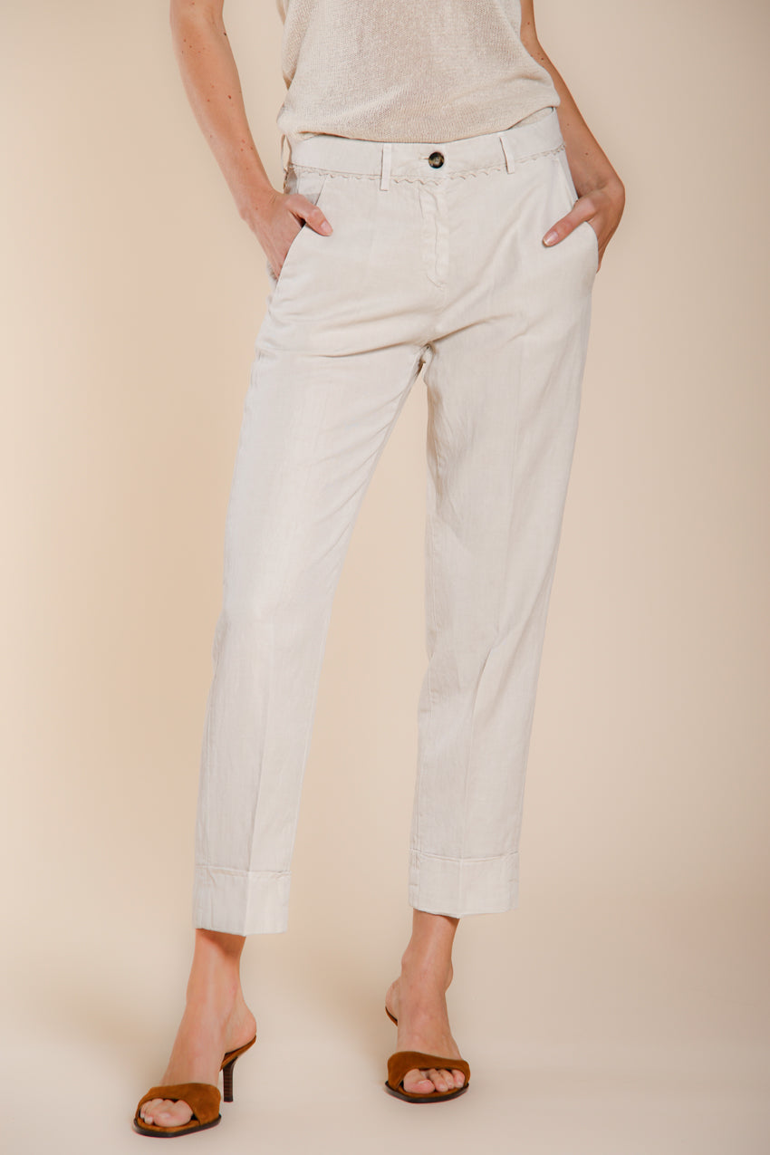 New York Carrot pantalon chino femme en twill de coton et lin carrot fit