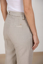 New York Carrot pantalone chino donna in twill di cotone e lino carrot fit