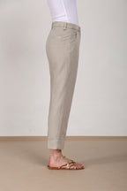 New York Carrot pantalone chino donna in twill di cotone e lino carrot fit