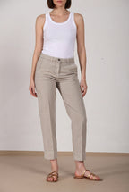 New York Carrot pantalone chino donna in twill di cotone e lino carrot fit