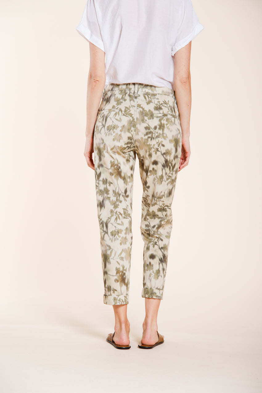 Marlene Hose Chino Damen aus Gabardine Blattdruck carrot fit