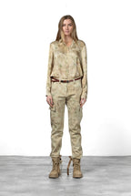 Marlene Cargo Cargo-Hose für Damen aus Bull mit schattiertem Blumenmuster und carrot fit