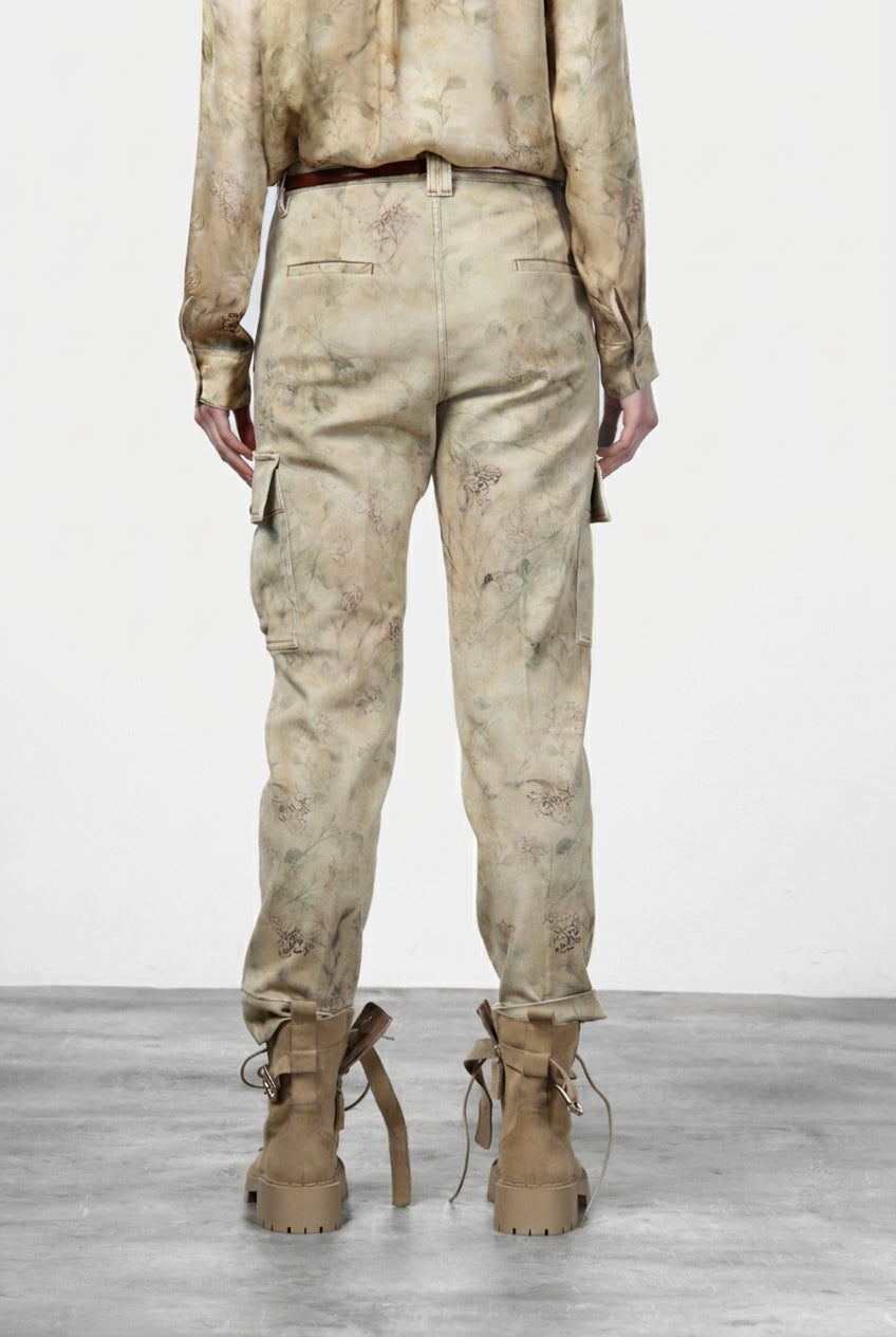 Marlene Cargo Cargo-Hose für Damen aus Bull mit schattiertem Blumenmuster und carrot fit