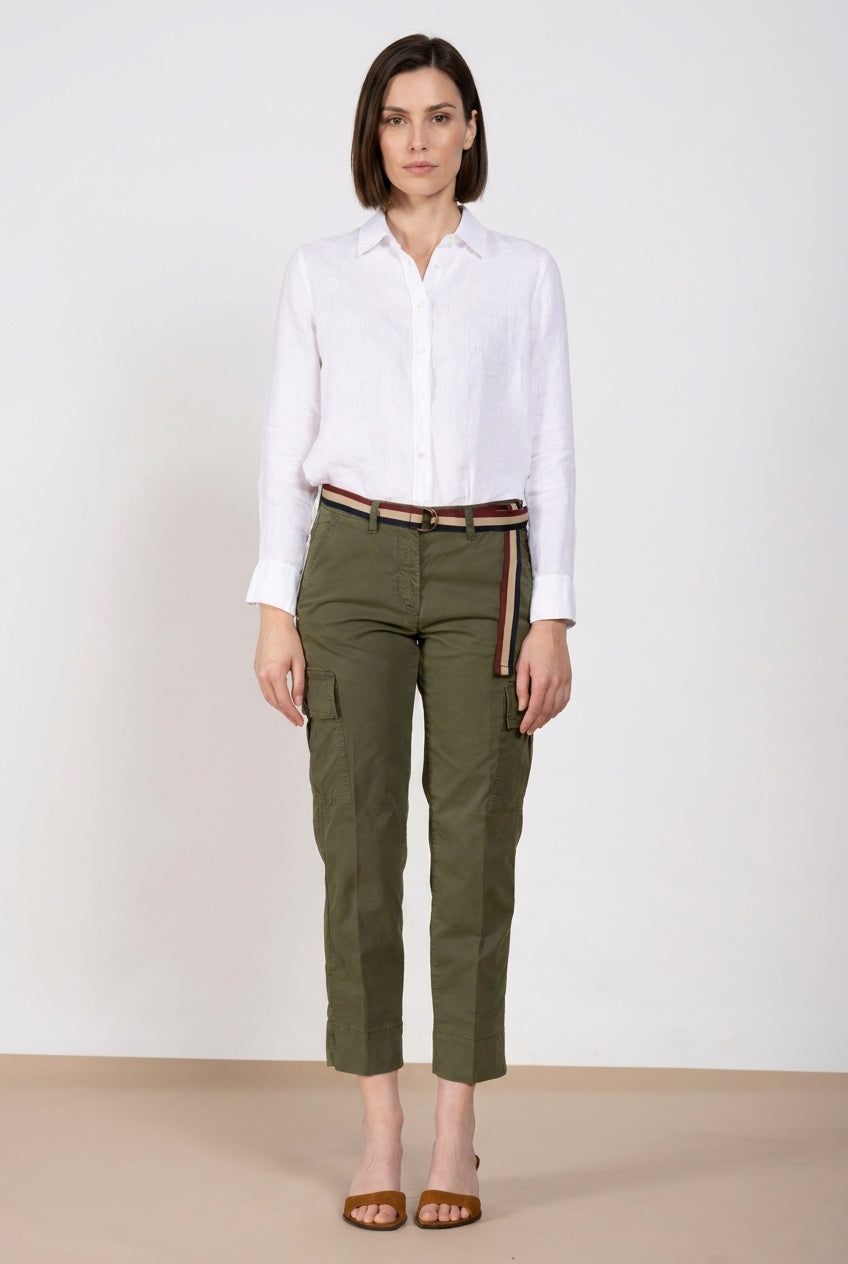 Marlene Cargo pantalon cargo femme en twill léger stretch carrot fit