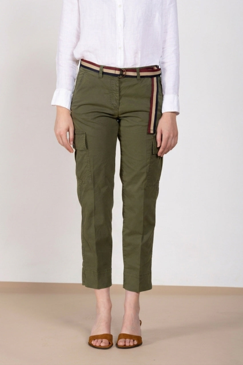 Marlene Cargo pantalon cargo femme en twill léger stretch carrot fit