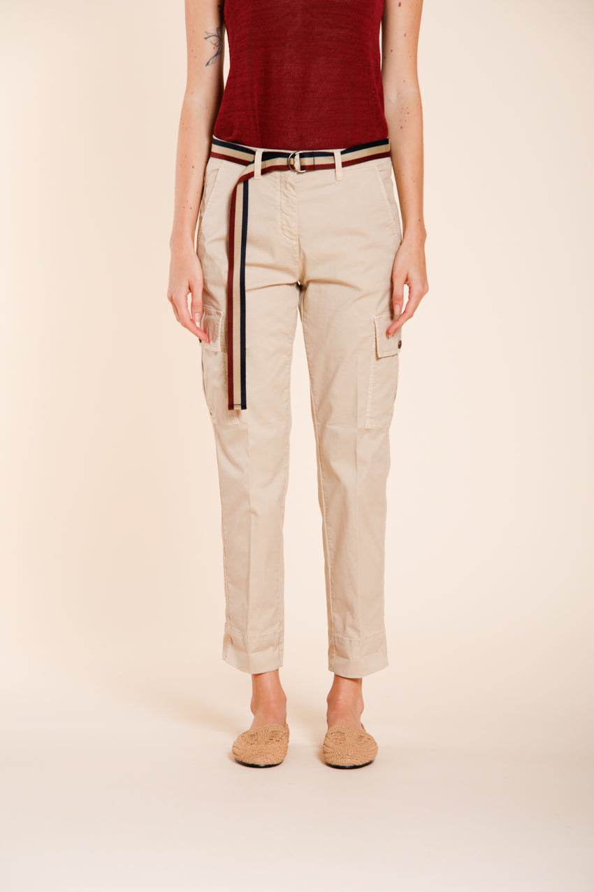 Marlene Cargo pantalon cargo femme en twill léger stretch carrot fit
