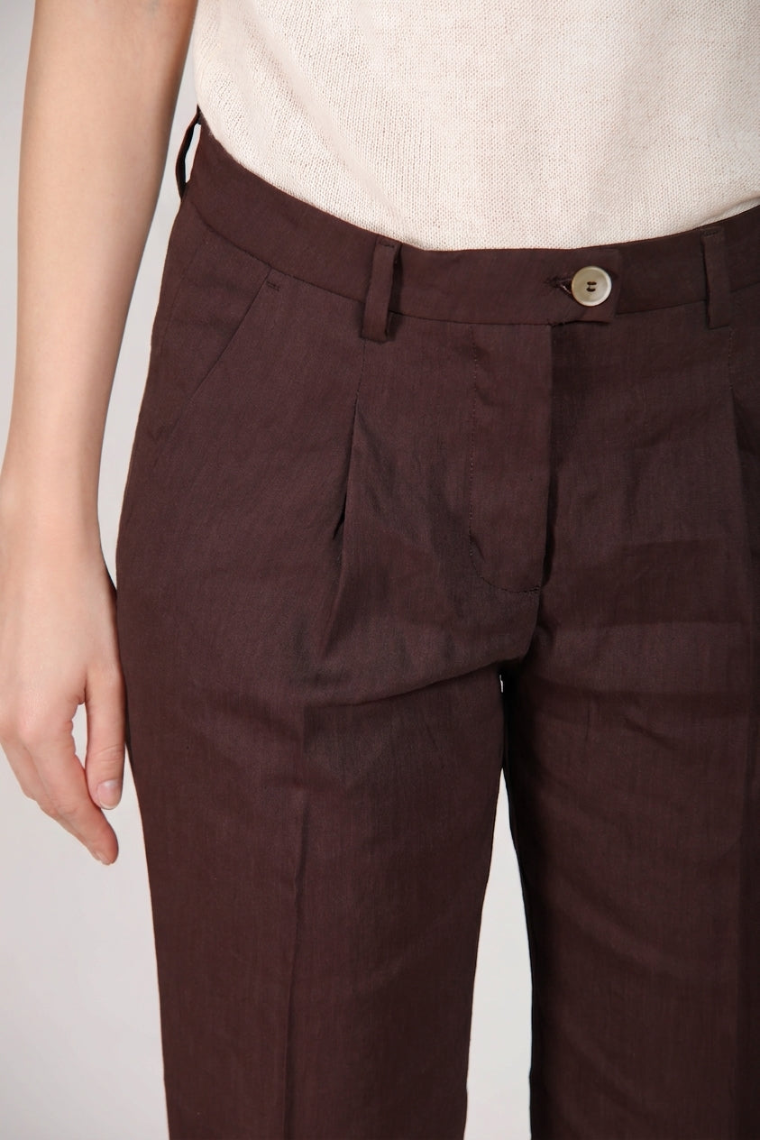 New York Carrot Sartoriale pantalone chino donna in tela misto lino carrot fit