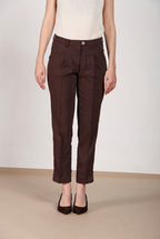 New York Carrot Sartoriale pantalon chino femme en toile de lin mélangé carrot fit
