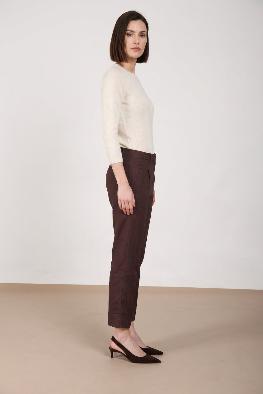 New York Carrot Sartoriale pantalone chino donna in tela misto lino carrot fit