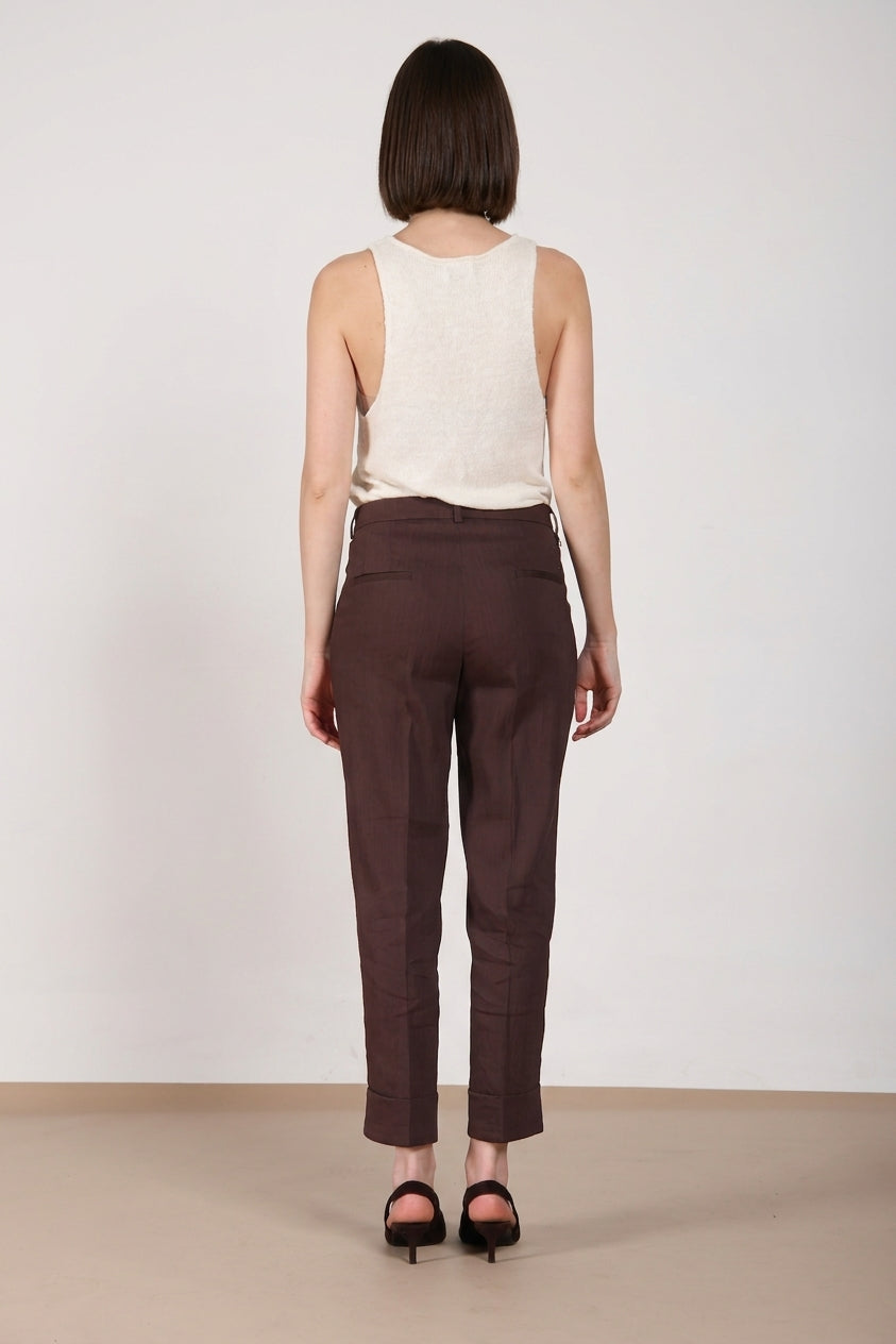 New York Carrot Sartoriale pantalone chino donna in tela misto lino carrot fit