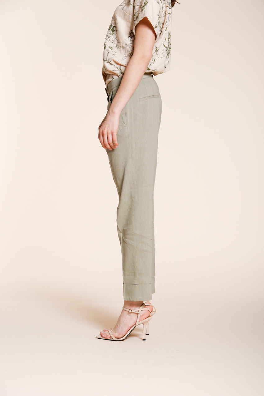 New York Carrot Sartoriale pantalon chino femme en toile de lin mélangé carrot fit