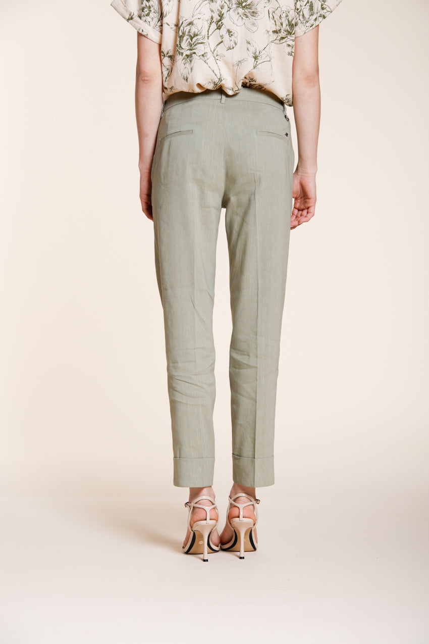 New York Carrot Sartoriale pantalon chino femme en toile de lin mélangé carrot fit