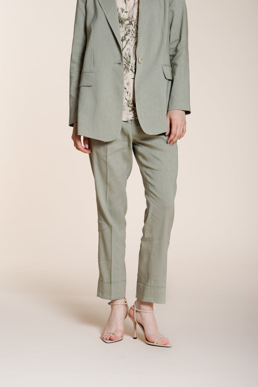 New York Carrot Sartoriale pantalon chino femme en toile de lin mélangé carrot fit