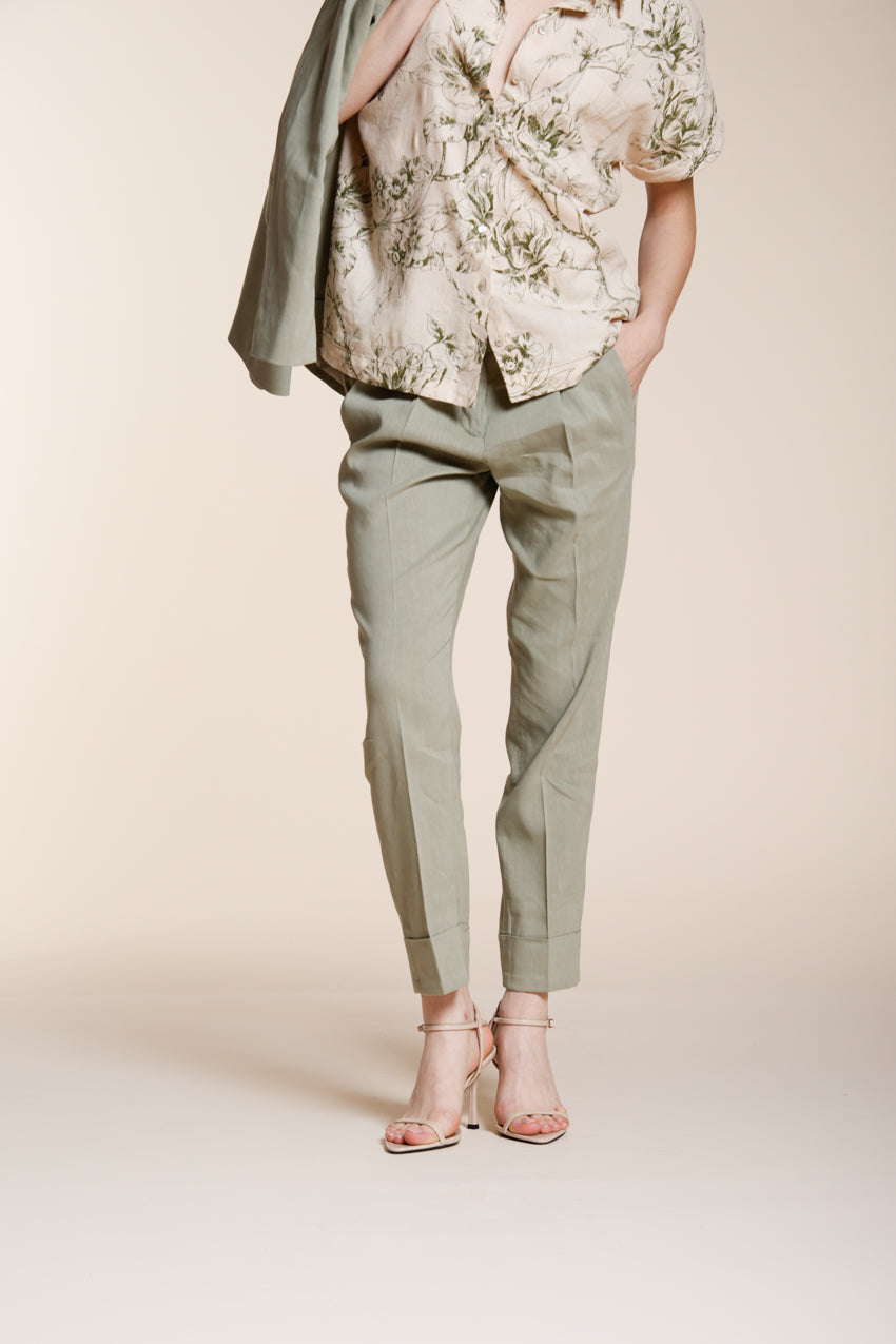 New York Carrot Sartoriale pantalon chino femme en toile de lin mélangé carrot fit