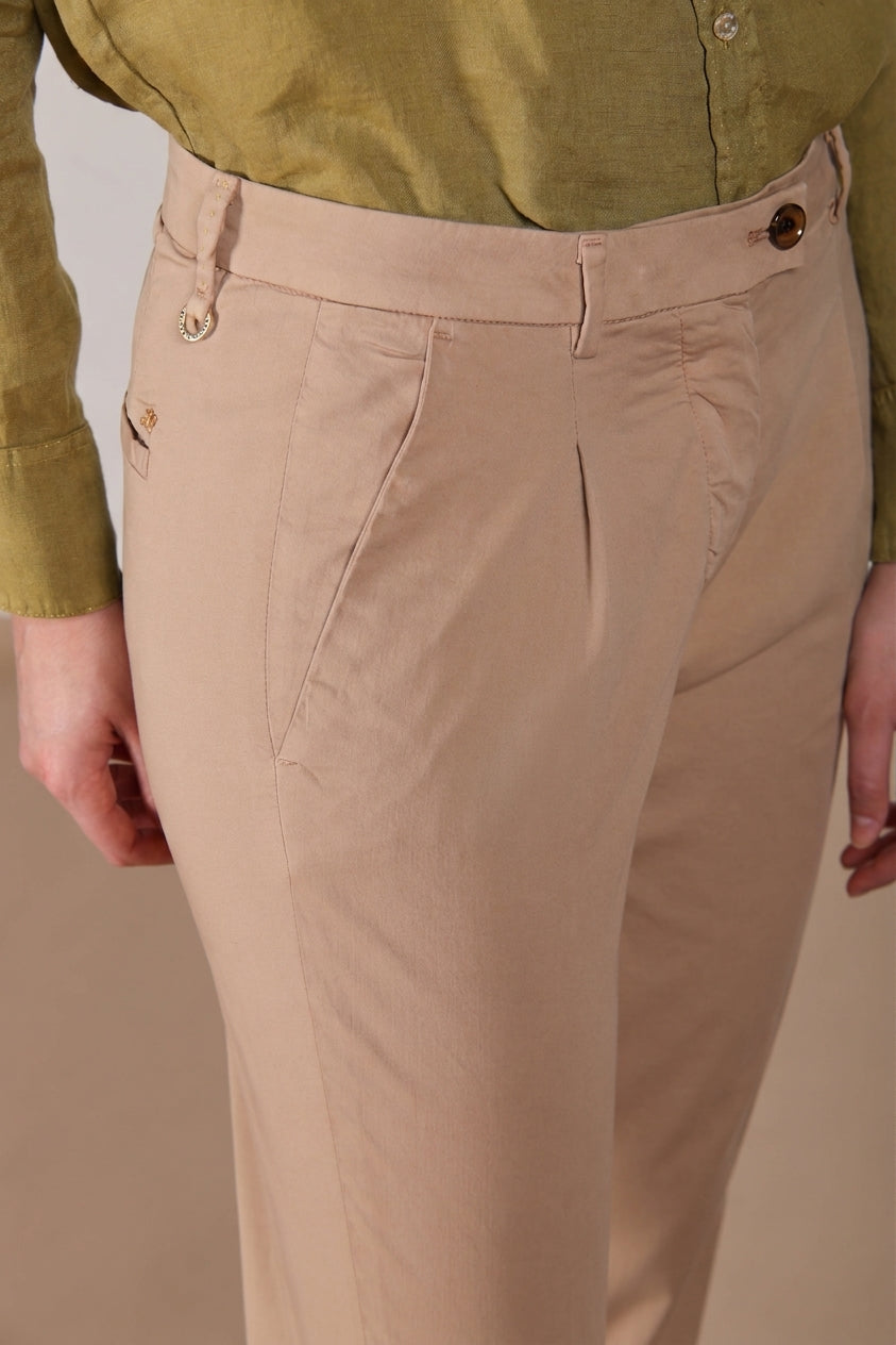 New York Carrot Sartoriale 1 Pince pantalon chino femme en satin de coton et soie carrot fit 