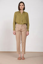 New York Carrot Sartoriale 1 Pince Damen-Chinohose aus Baumwoll- und Seidensatin carrot fit ①