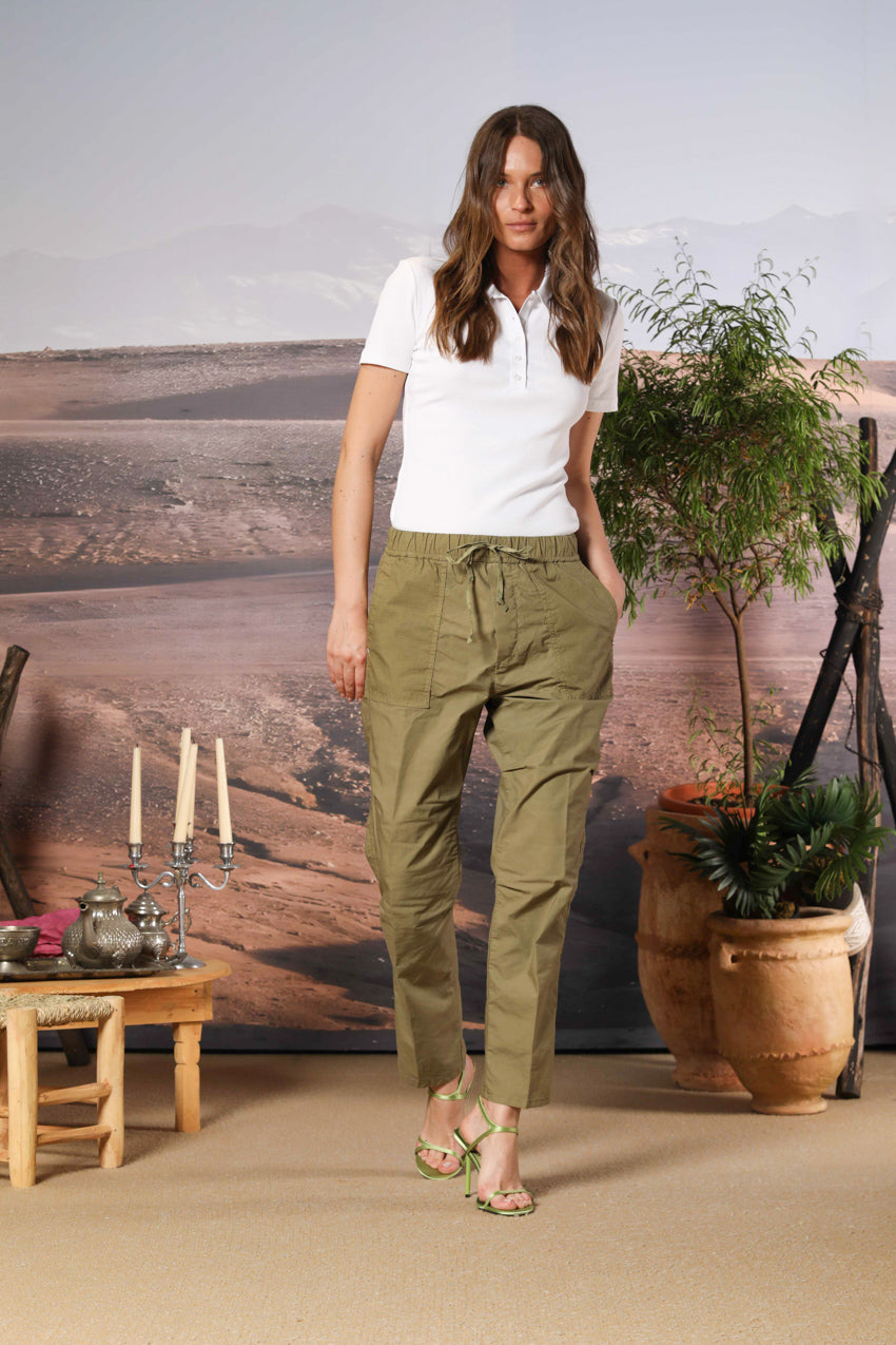 Fatique Jogger pantalon cargo jogger femme en toile parachute mélangée lin et coton coupe Carrot