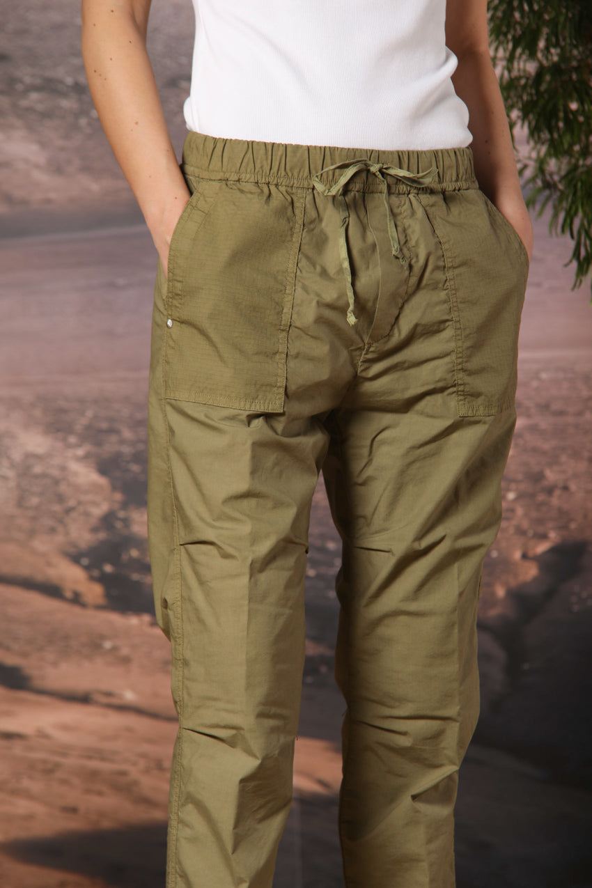 Fatique Jogger pantalon cargo jogger femme en toile parachute mélangée lin et coton coupe Carrot