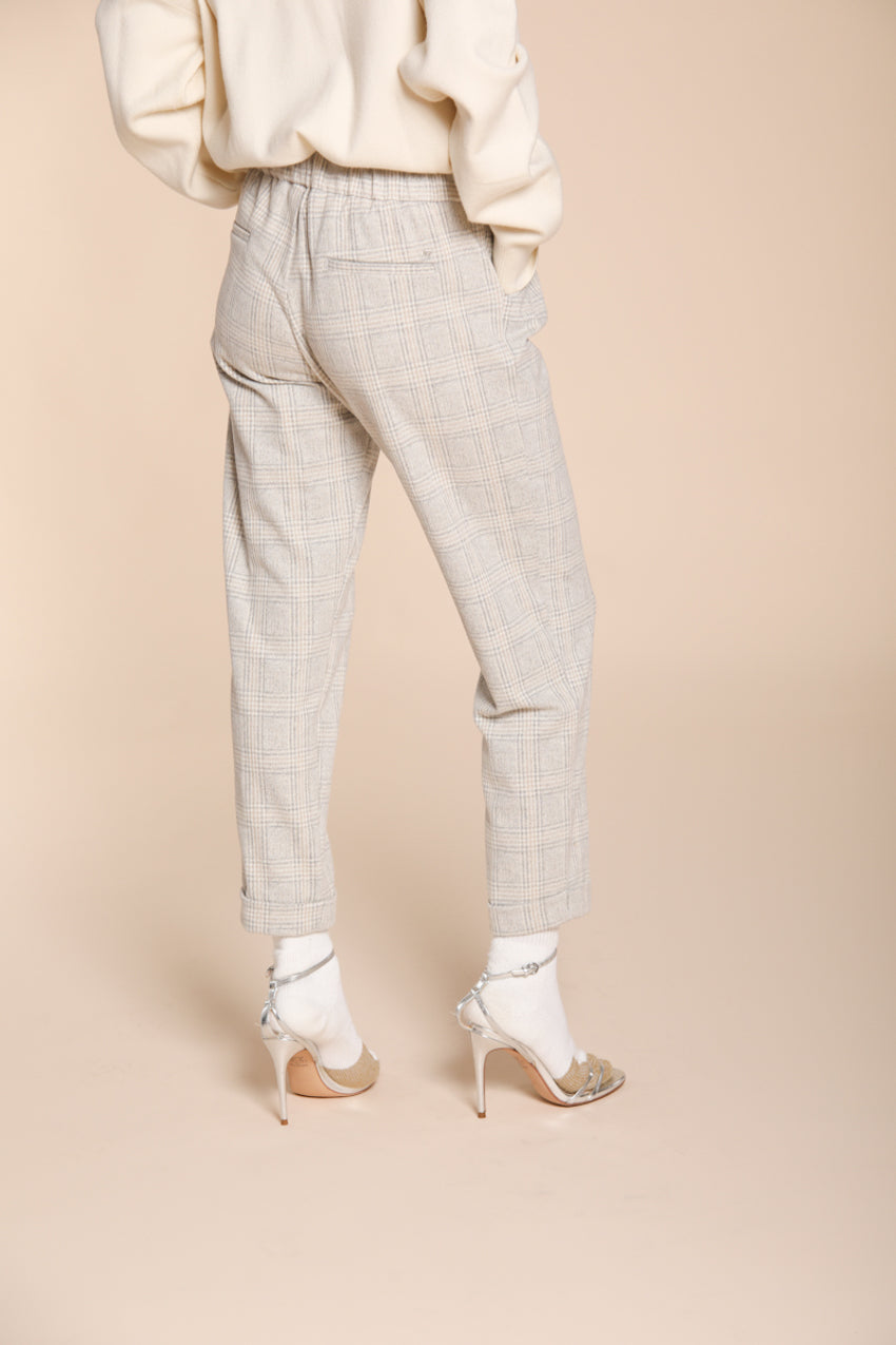 Foto 5 Easy Jogger pantalone chino donna in jersey con fantasia galles relaxed fit