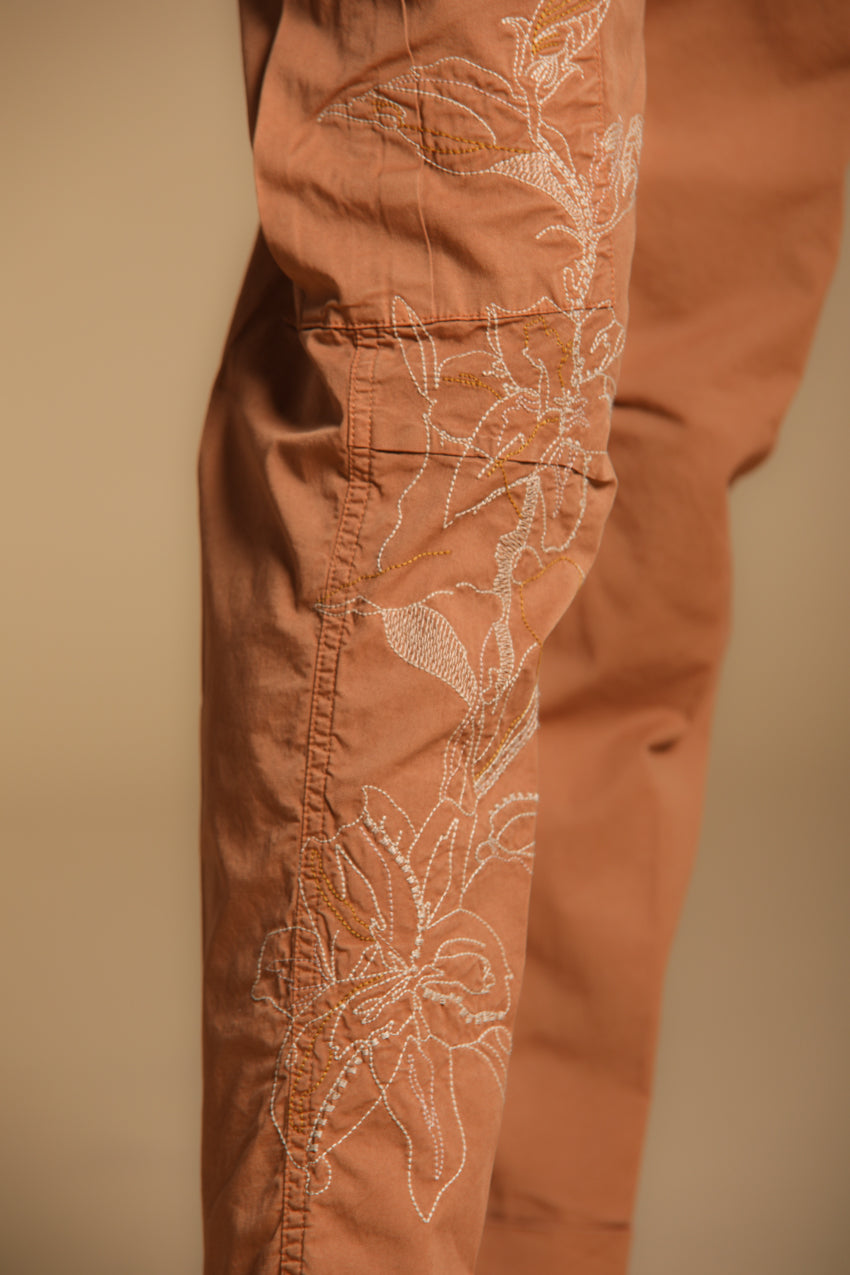 Judy Archivio women's cargo pants stretch cotton twill with embroidery relaxed fit