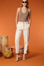 New York Cozy Damen Chino Hose aus Resca Mischgewebe Leinen und Baumwolle Relaxed Fit