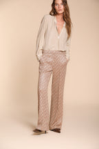 Foto 3 Easy Straight pantalone chino donna in jersey stampa onda straight fit