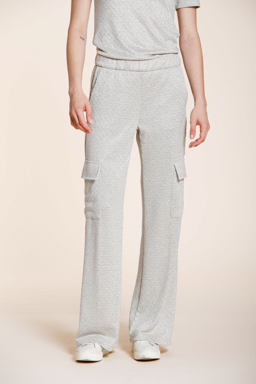 Easy Straight Hose Cargo Jogger Damen aus Trikot Lurex straight fit