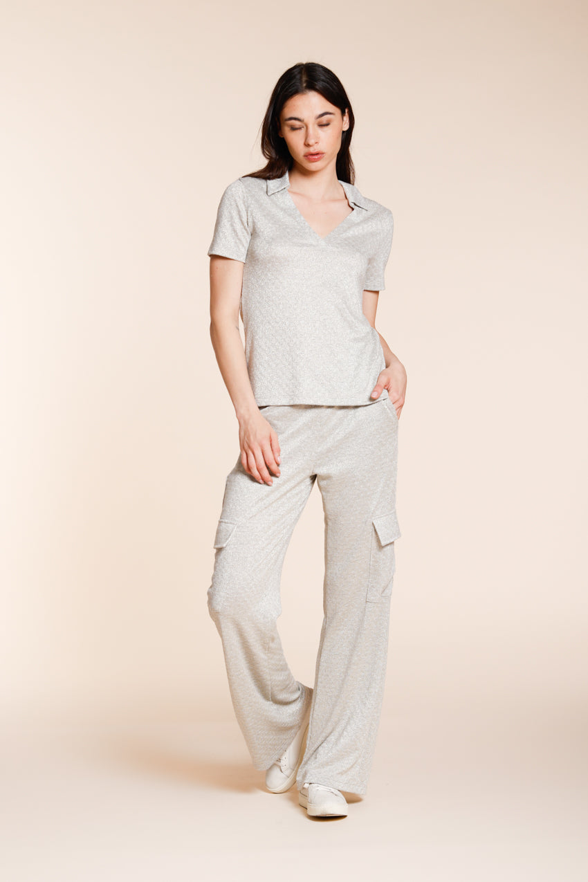 Easy Straight Hose Cargo Jogger Damen aus Trikot Lurex straight fit