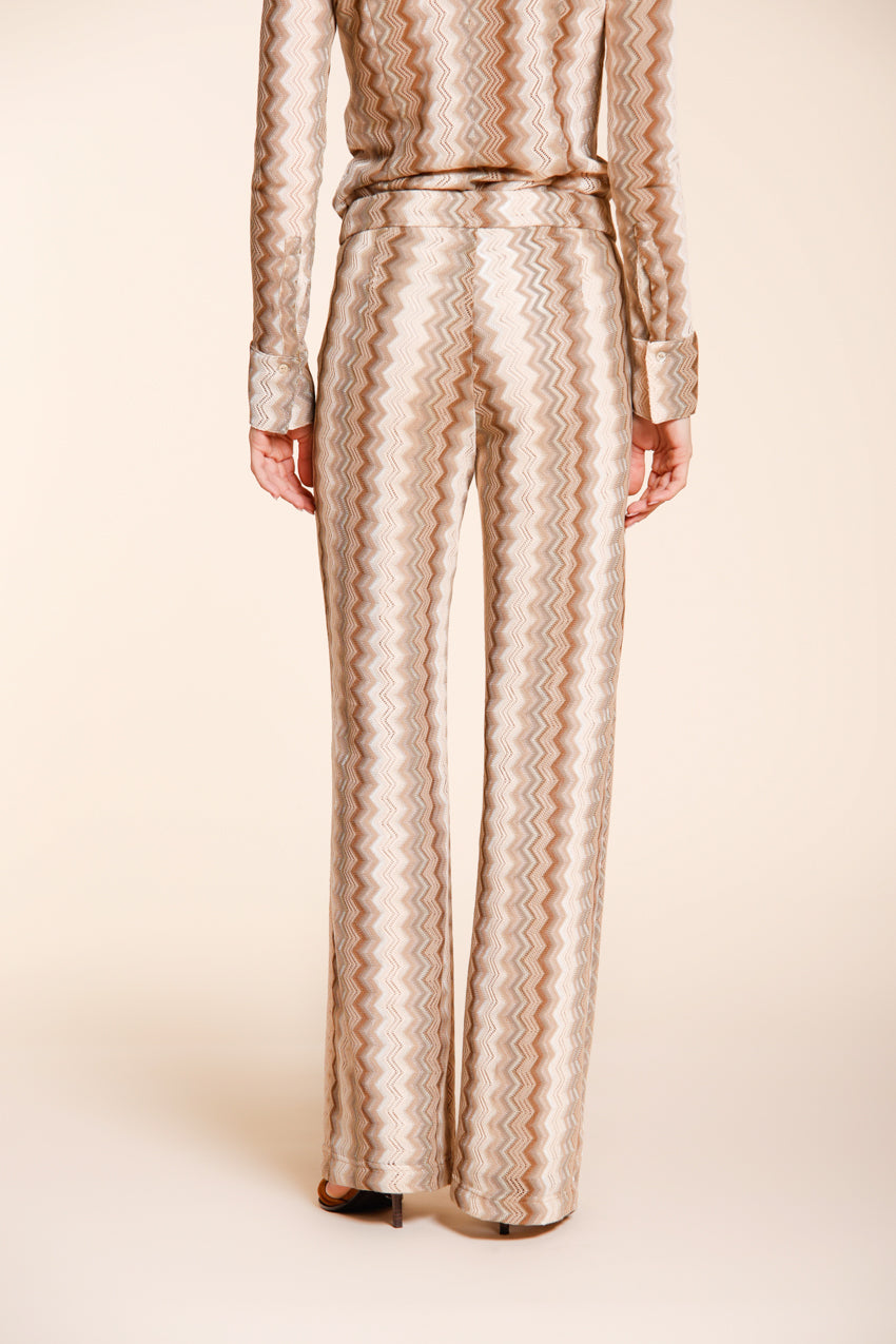 Easy Straight pantalone chino jogger donna in maglia a resca lurex straight fit