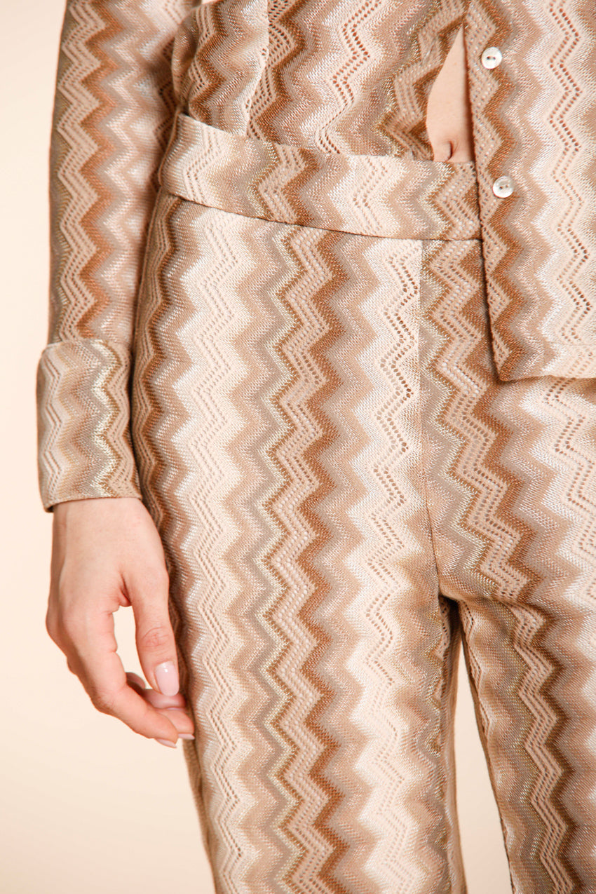 Easy Straight women's chino jogger pants in lurex herringbone knit straight fit