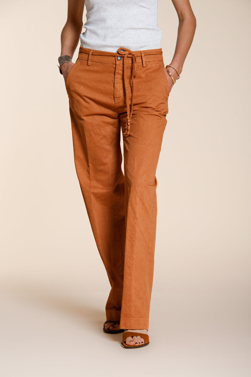 New York Straight pantalon chino femme en twill de coton et lin straight fit