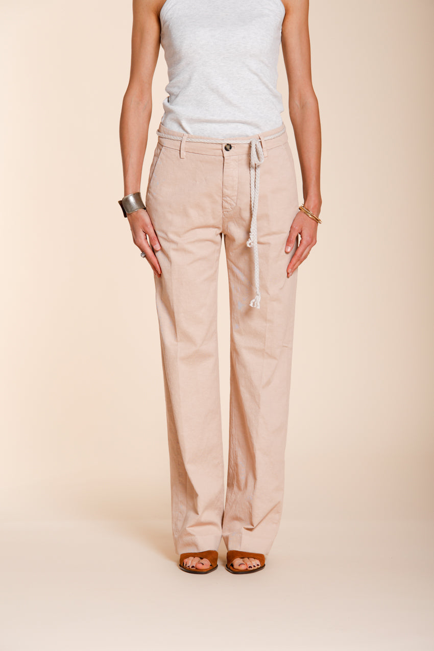 New York Straight pantalon chino femme en twill de coton et lin straight fit