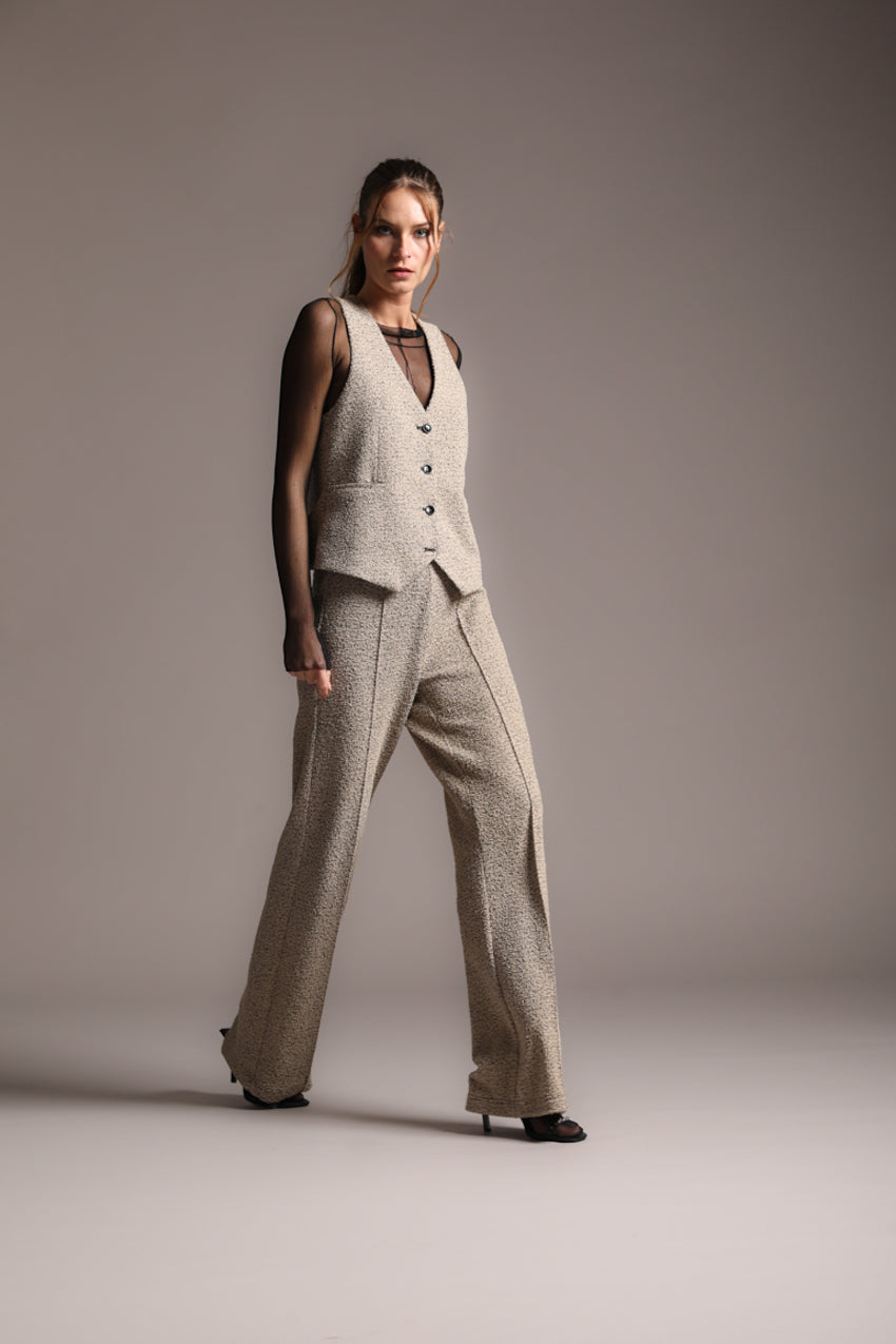 Easy Straight pantalon chino femme en jersey bouclé straight fit