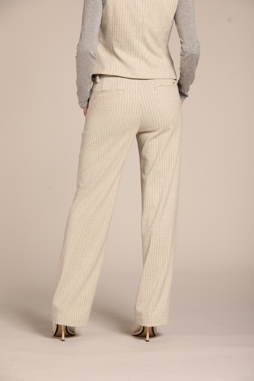 New York Straight pantalone chino donna in jersey con pattern riga straight fit