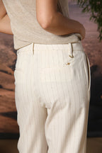 New York Straight Chino-Hose für Damen im Streifenmuster mit goldener Linie Straight Fit