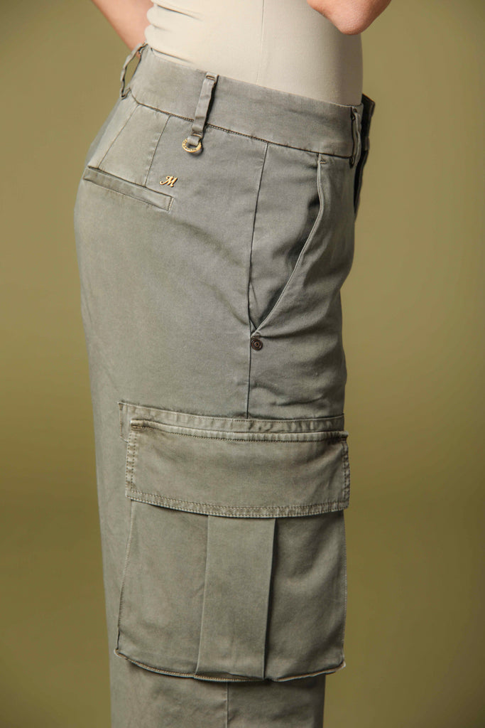 Image 3 de pantalon cargo pour femme, modèle Victoria, en vert militaire straight fit de Mason's