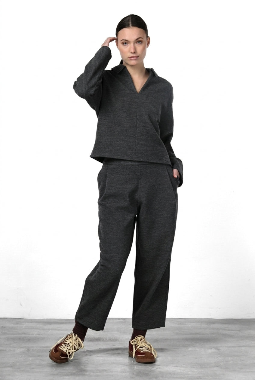 Women's Chino Trousers in Jersey Fabric with Balloon Fit