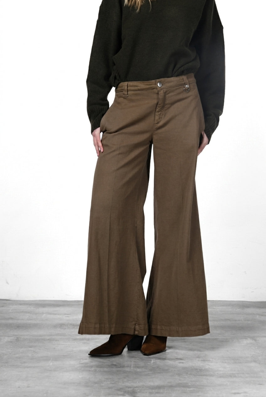 New York Palazzo Damen-Chinohose aus Gabardine, Wide Leg
