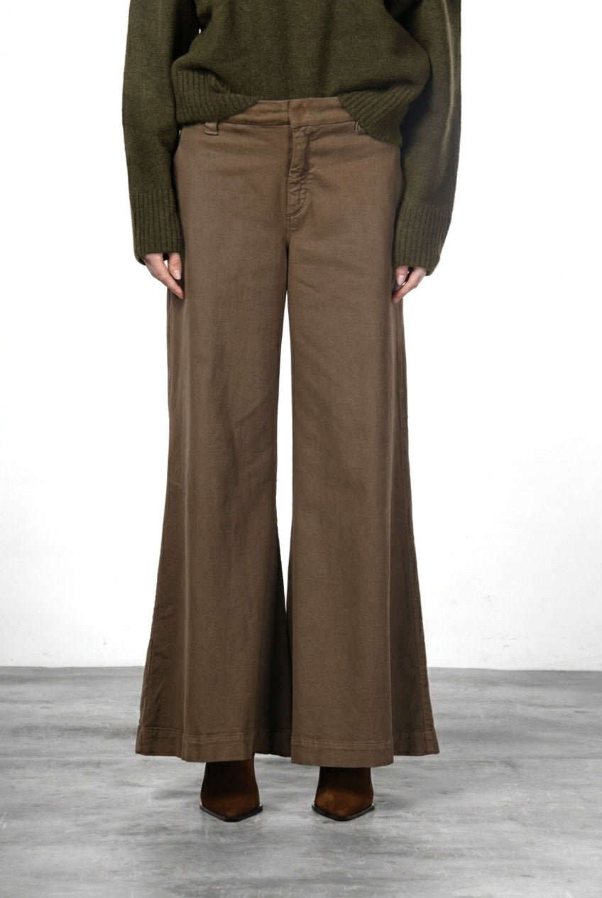 New York Palazzo Damen-Chinohose aus Gabardine, Wide Leg