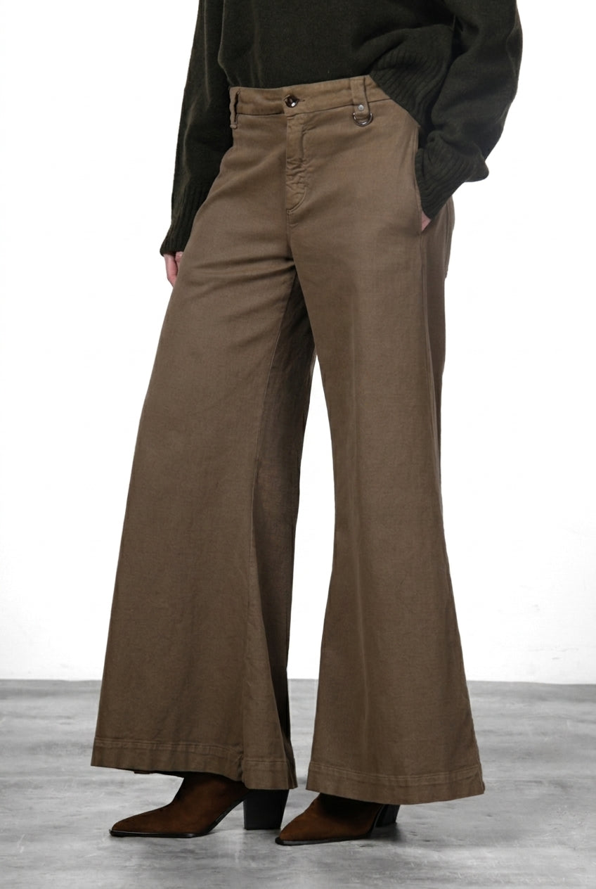 New York Palazzo Damen-Chinohose aus Gabardine, Wide Leg