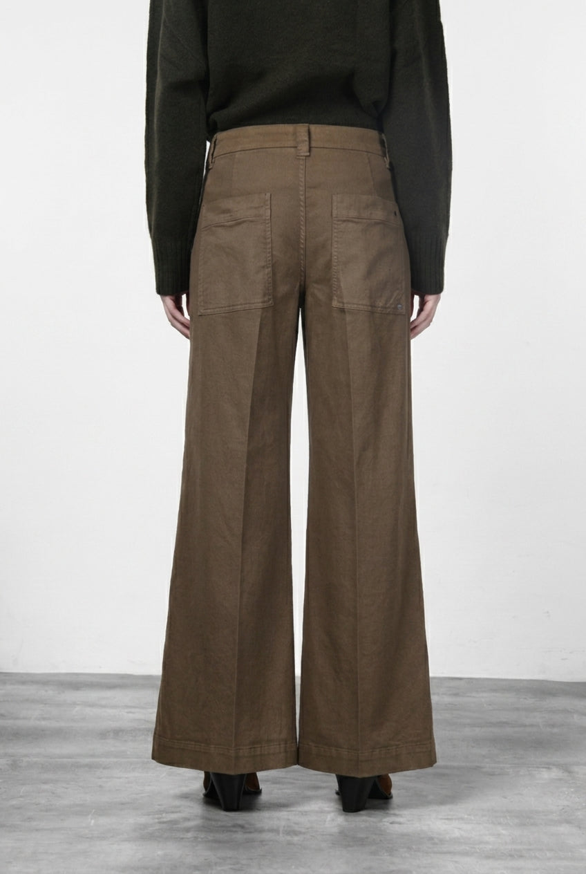 New York Palazzo Damen-Chinohose aus Gabardine, Wide Leg