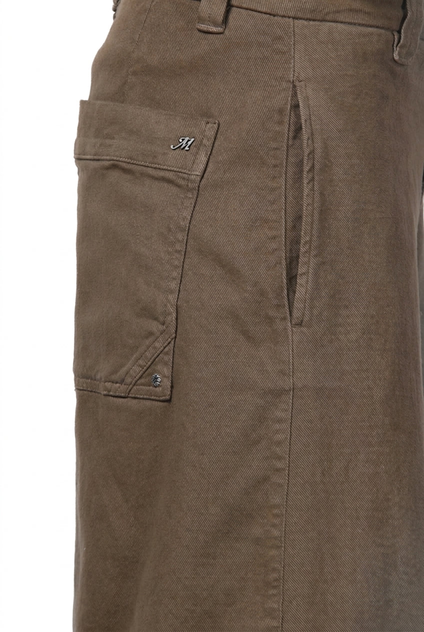 New York Palazzo pantalon chino femme en gabardine, wide leg